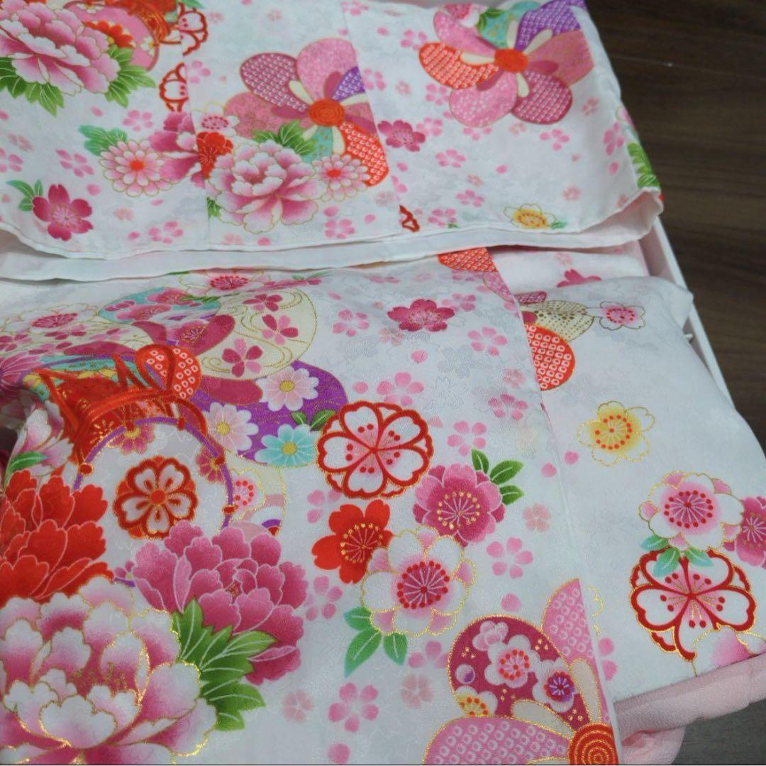 753 七五三衣装 ピンク 花柄 着物　3歳　女の子