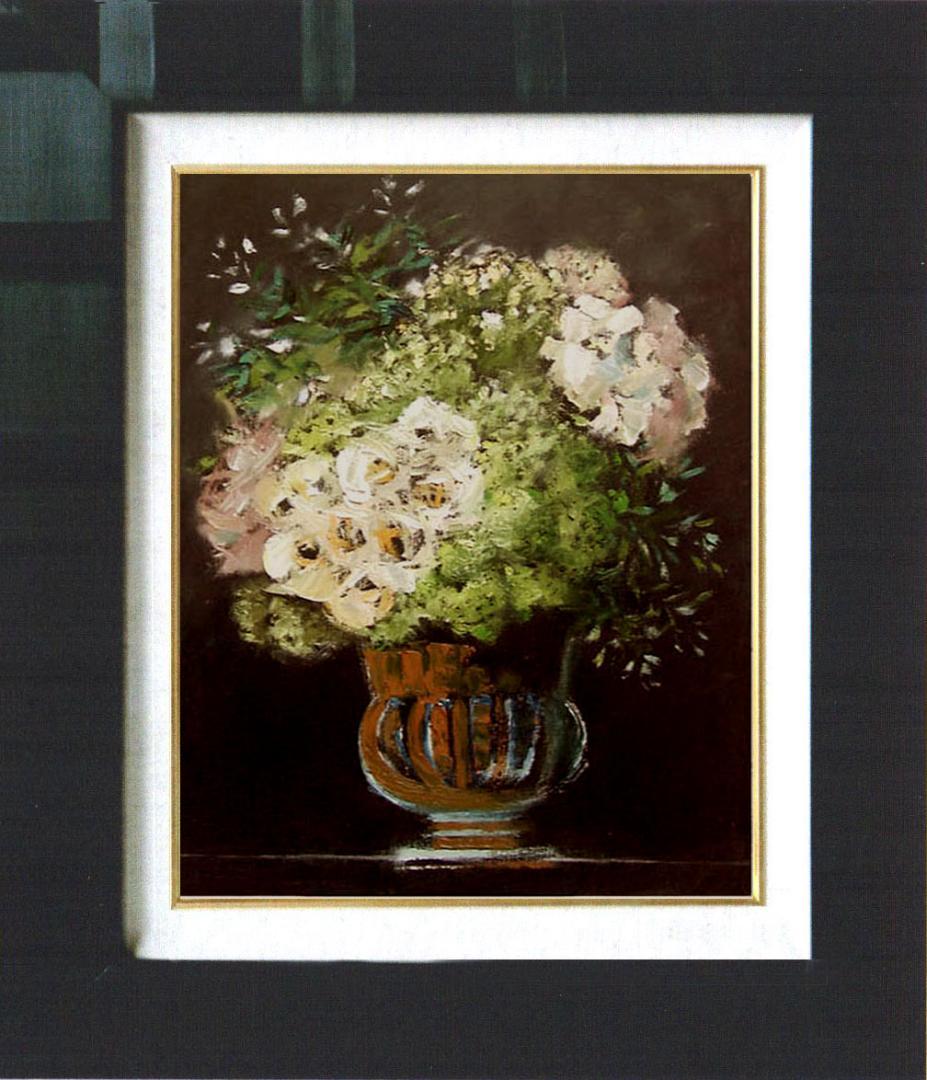 油絵 菅家令子 絵 絵画 インテリア 額付(白) uF6-111402 花