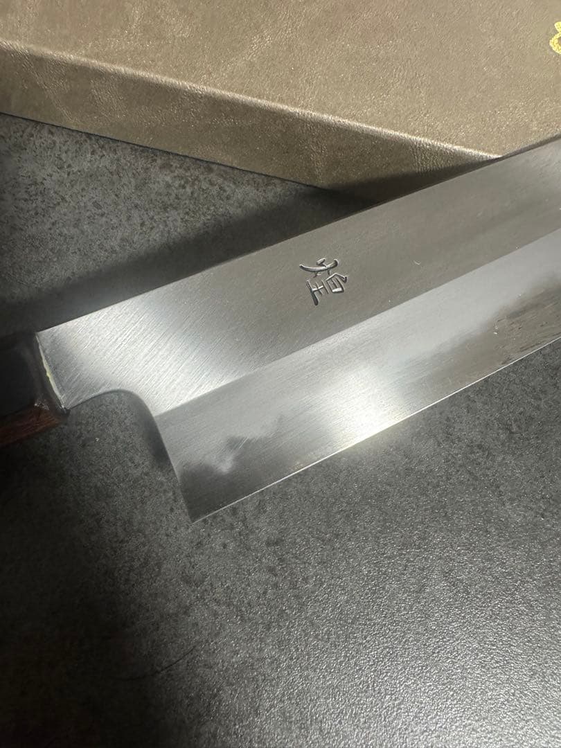 【極美品】包丁 界一文字光秀 煌　青一鋼　黒　黒呂柄 和式牛刀