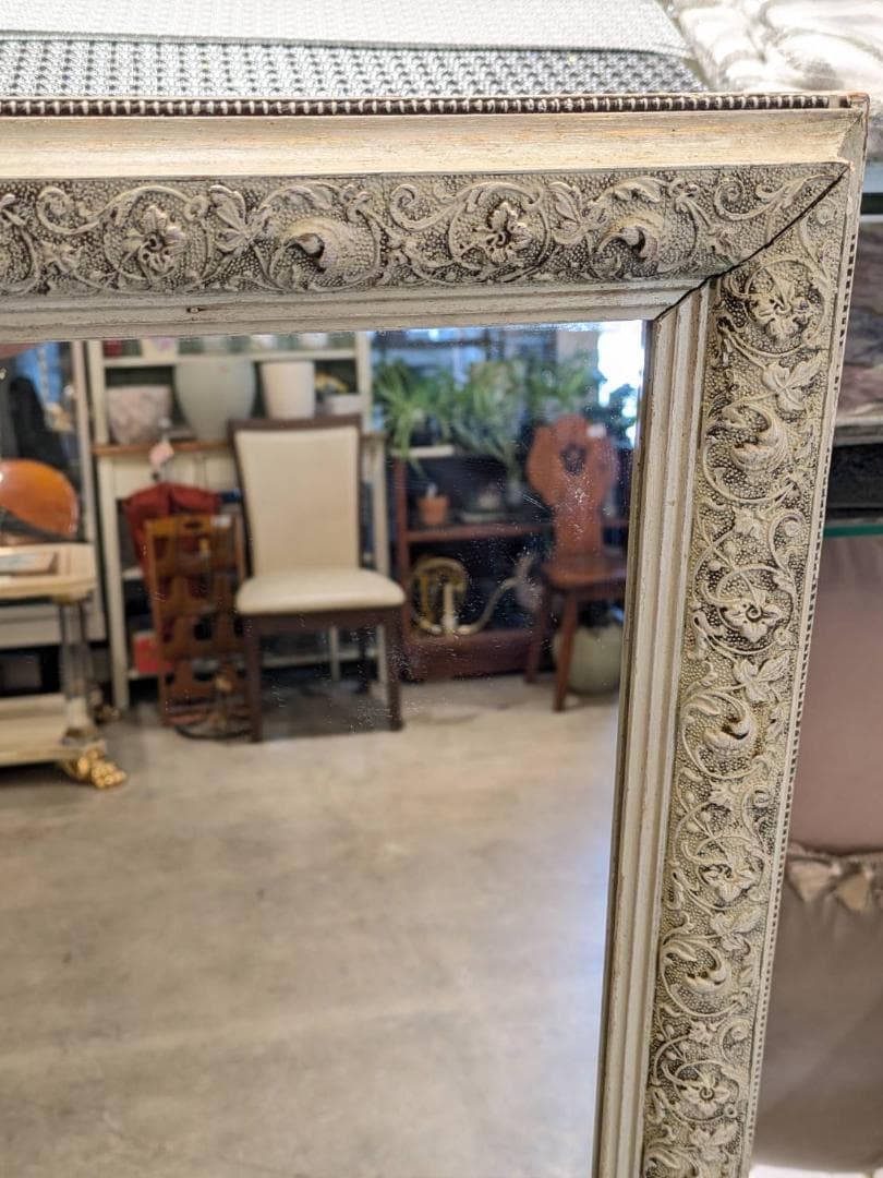 【希少】 アンティーク調 姿見 ウォールミラー 鏡 大型 シャビー 高さ78cm