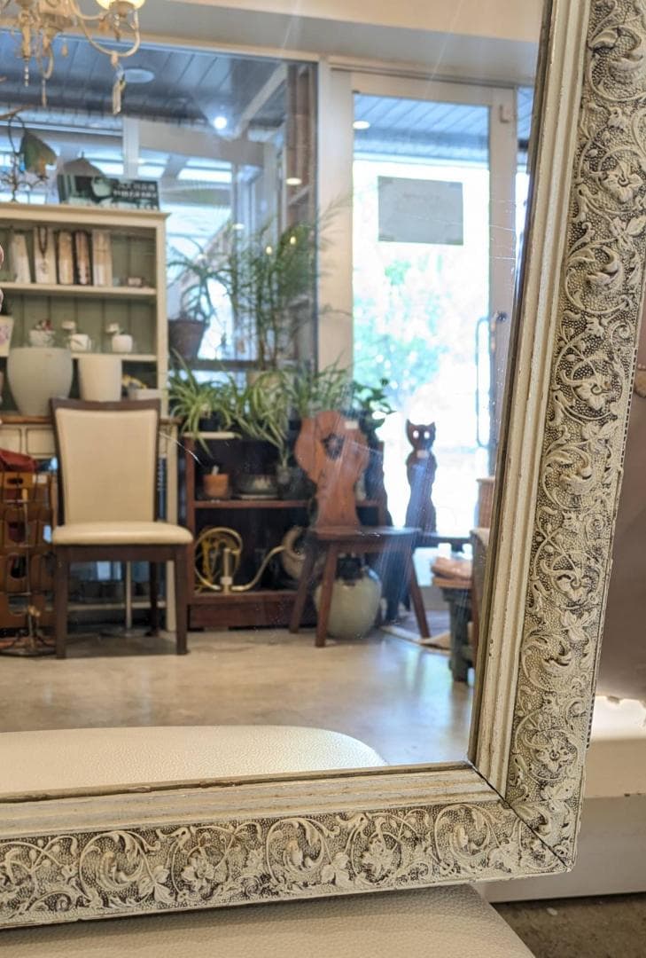 【希少】 アンティーク調 姿見 ウォールミラー 鏡 大型 シャビー 高さ78cm