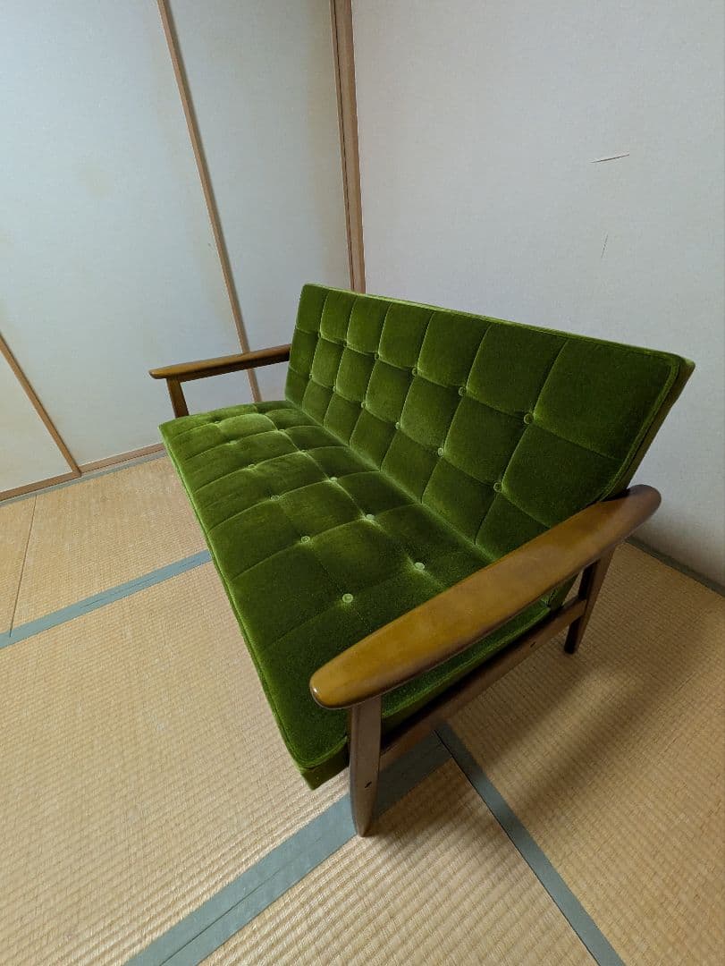 カリモク60　 Kチェア　2シーター　モケットグリーン