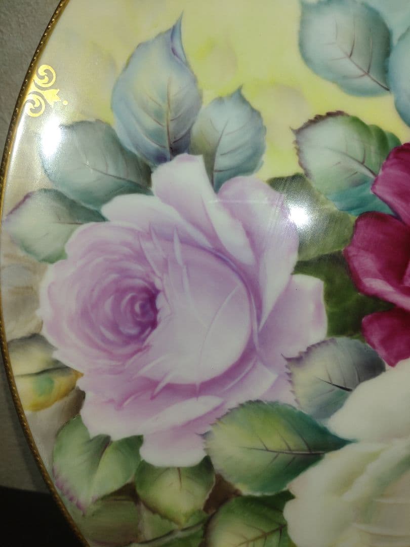 ノリタケ素描薔薇画皿（ハンドペイント）
