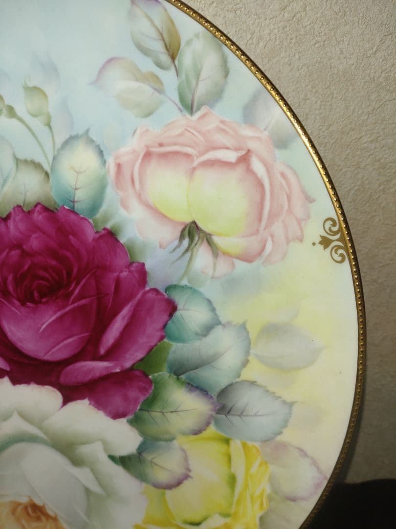 ノリタケ素描薔薇画皿（ハンドペイント）