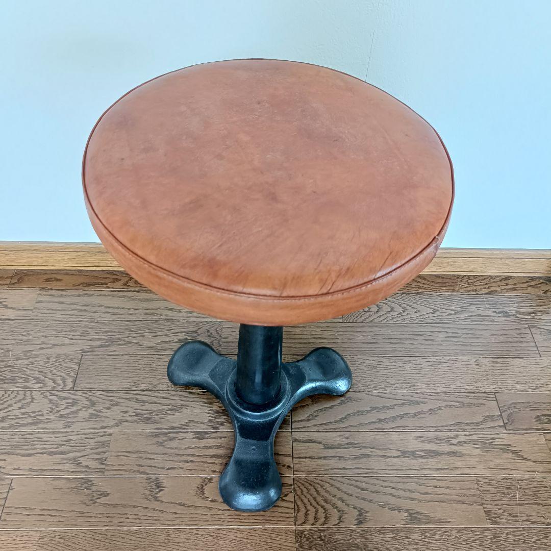 インダストリアル アイアン スツール ビンテージ singer 本革 チェア ①