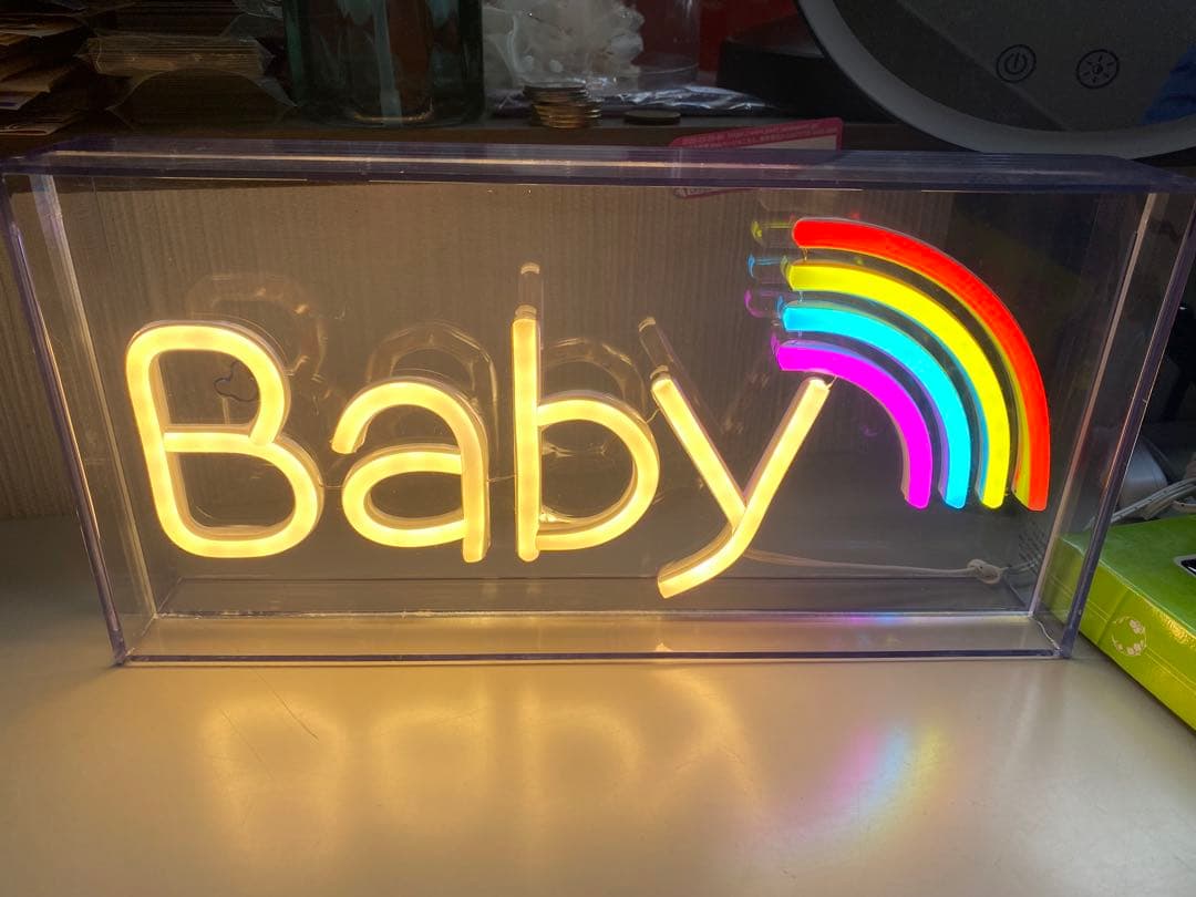 ネオンライトボックスタイプ BABY、HAPPY 、ネオンライト虹、流星　4点