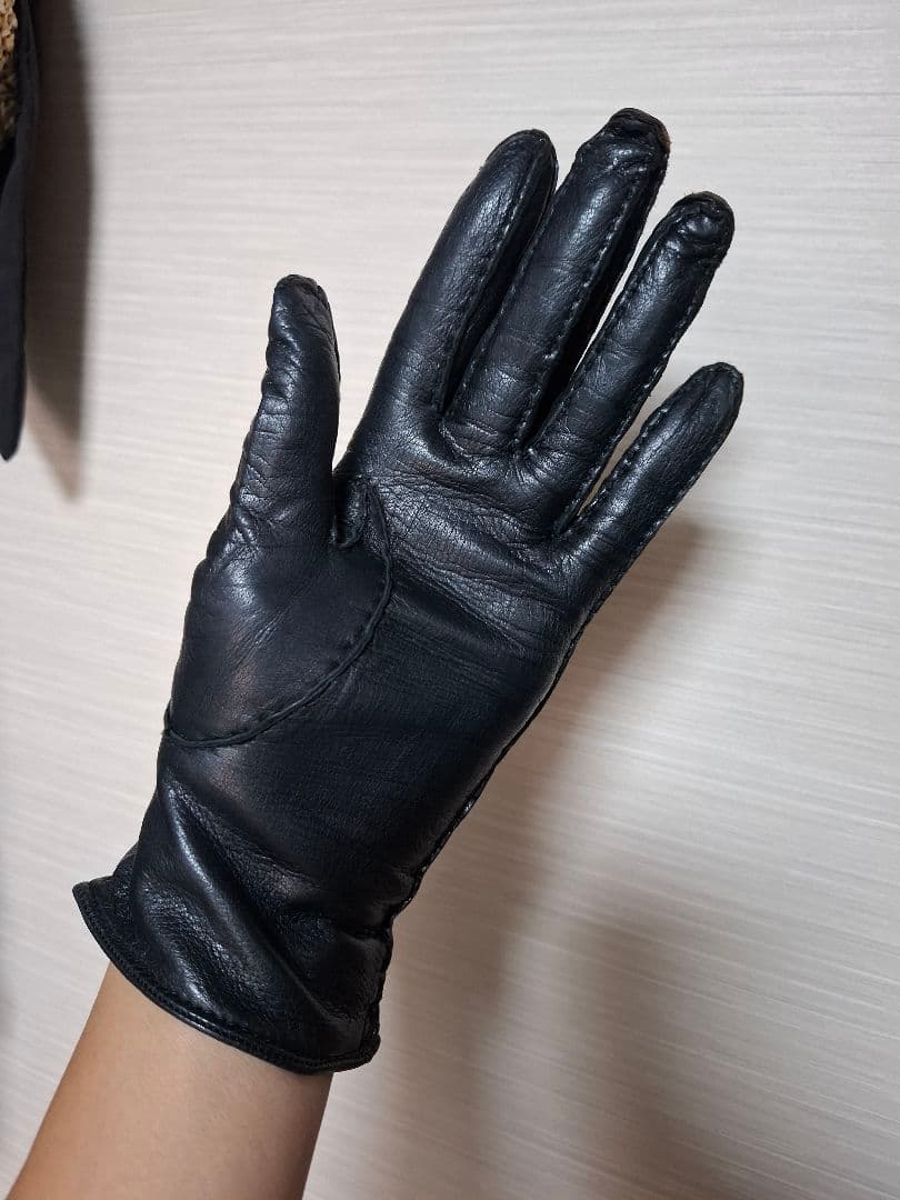 GUCCI オールドグッチ ハラコ レザーグローブ 手袋 ブラック GGロゴ