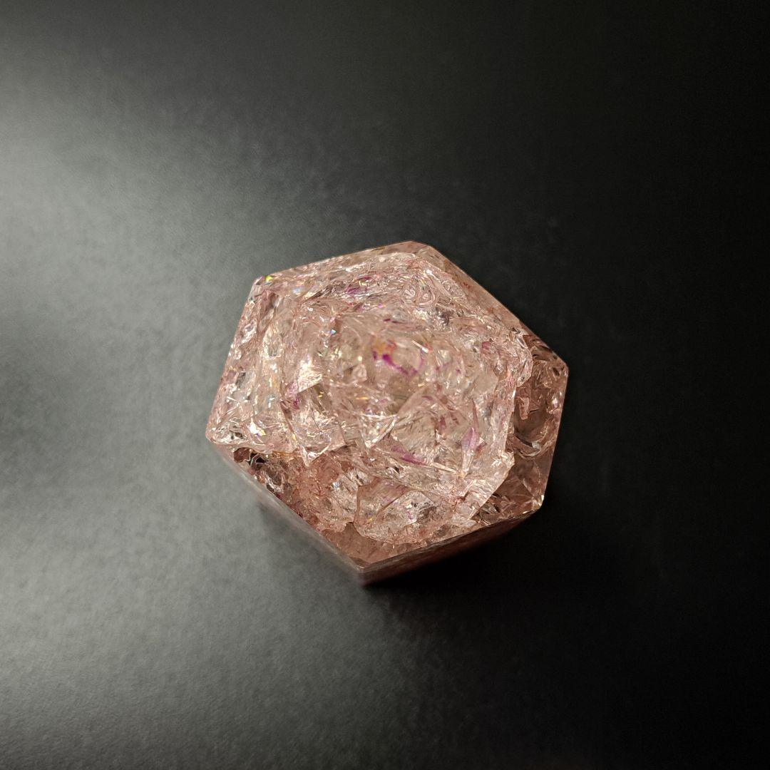 【桃カラー/最強品質】クラック水晶ポイント＊約195g＊　天然石 パワーストーン