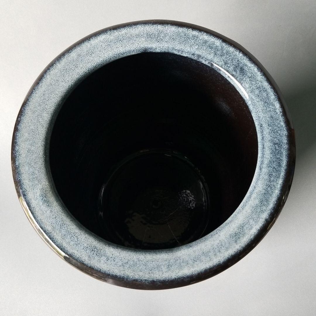 信楽焼傘立て  花絵彫 高さ４３cm