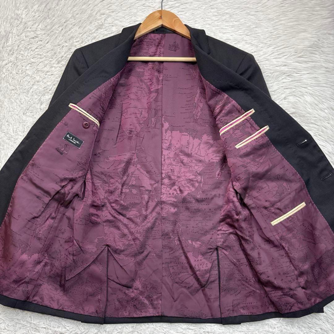美品 ポールスミス セットアップ スーツ 総柄 地図柄 カシミヤ