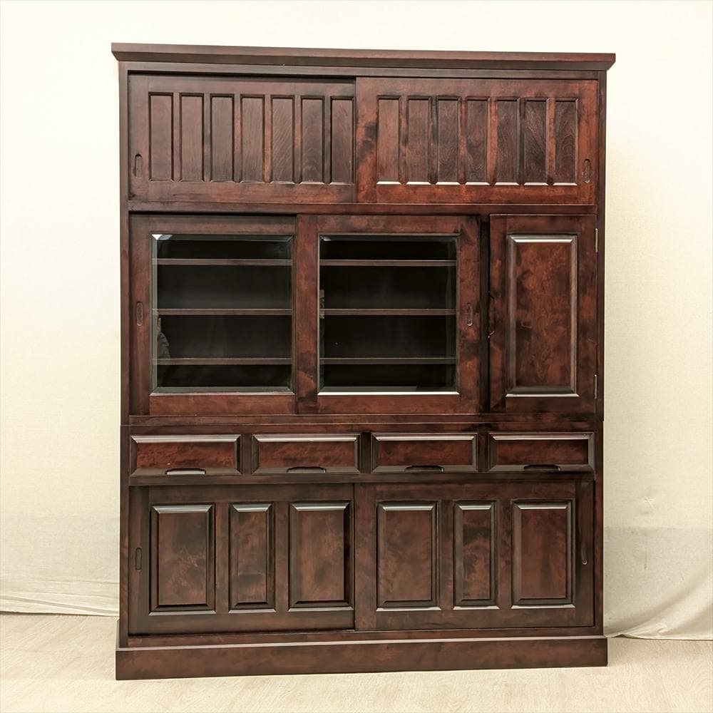 都城民芸　引き戸　幅 150　水屋箪笥　食器棚　キッチンボード　キャビネット