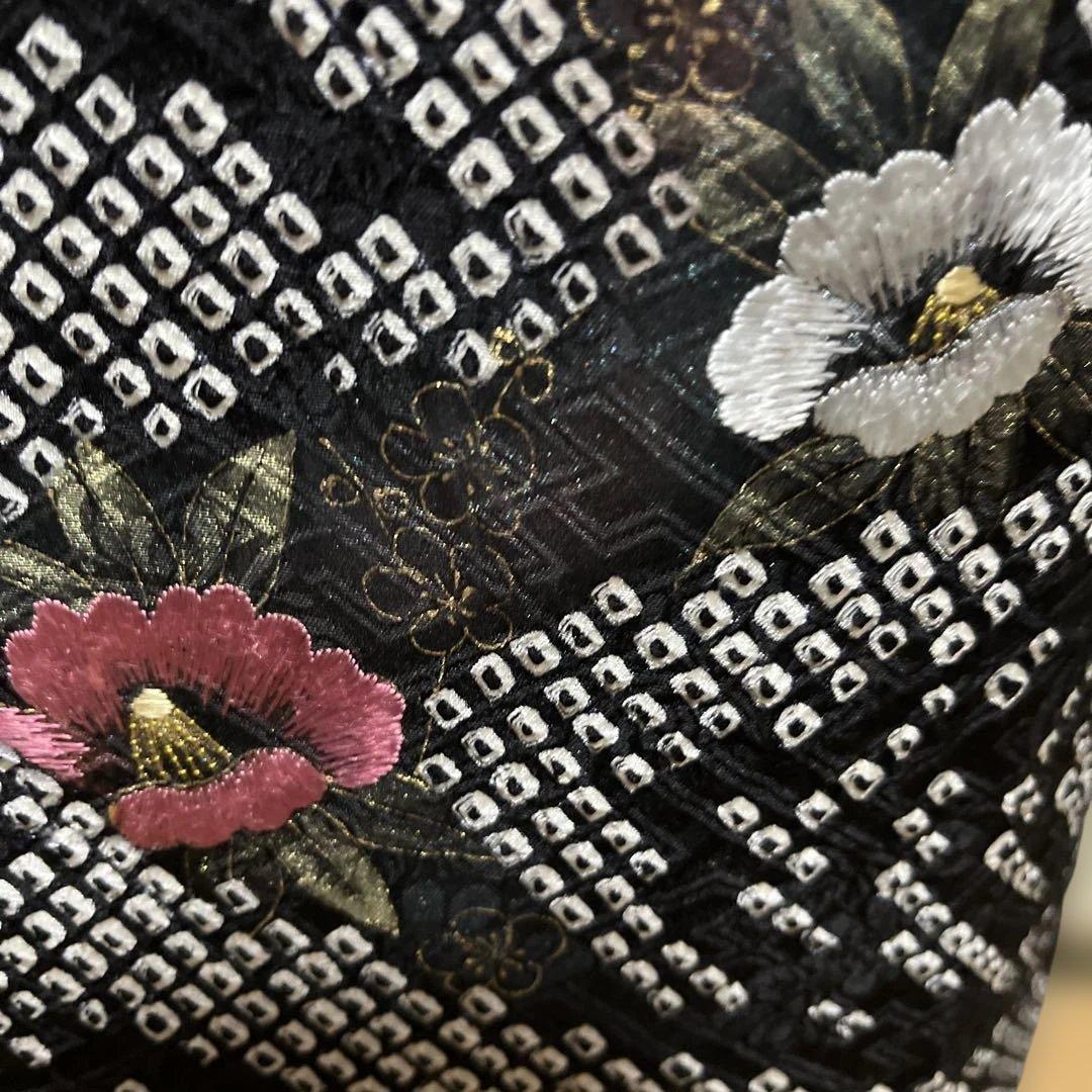 付け下げ訪問着　総絞り　モノトーン　刺繍　 身丈155裄65