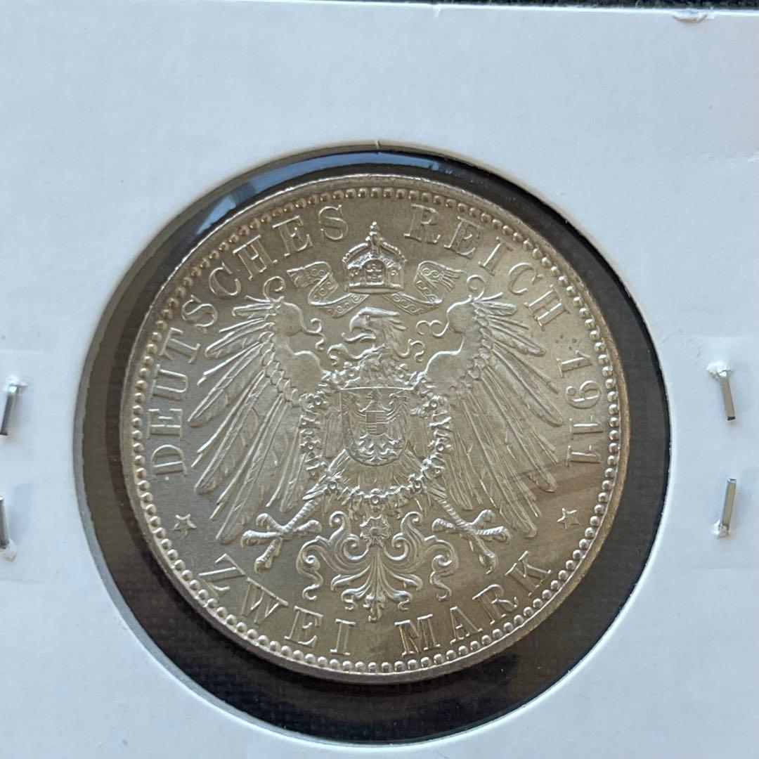 【美品】1911年 ドイツ 2マルク 銀貨