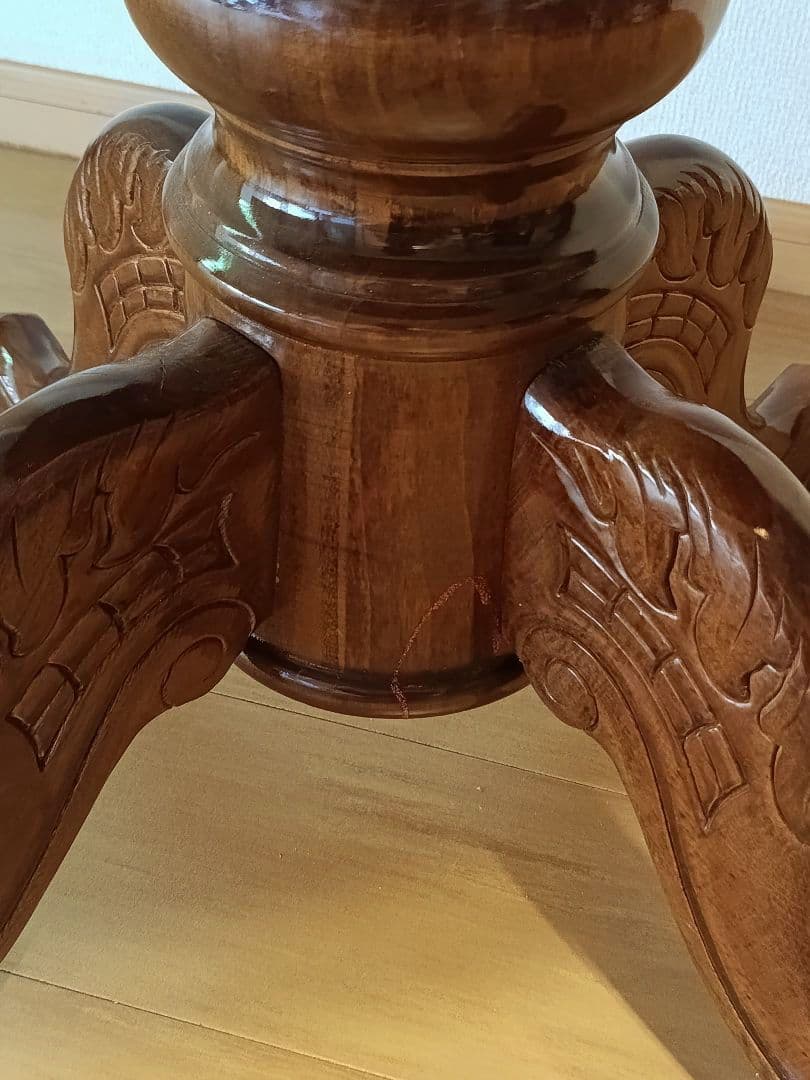 イタリア高級家具 象嵌細工 クラシックダイニングテーブル 80cm 猫脚