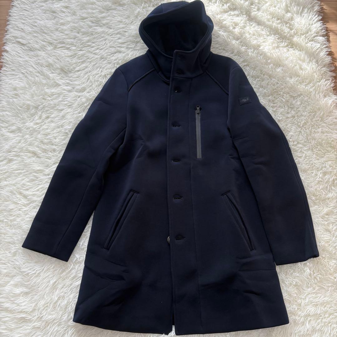 【美品】BOB ボンディング 大きいサイズ フーデットコート チェック ロング