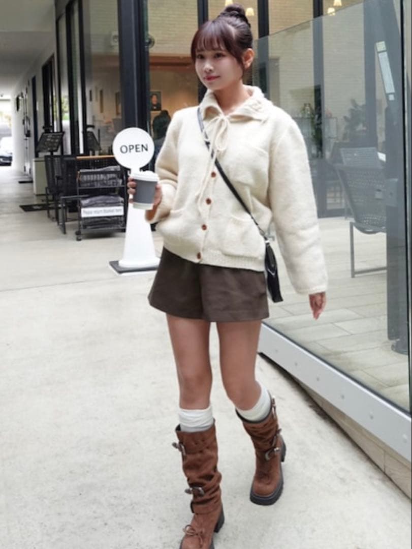 idem ブラウン スエード ロングブーツ 厚底