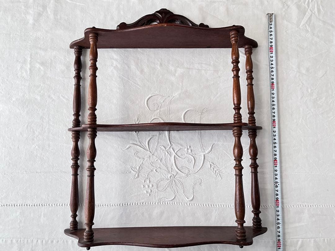【美品】フランスアンティーク 1900年代 木製3段装飾エタジュール[3738]