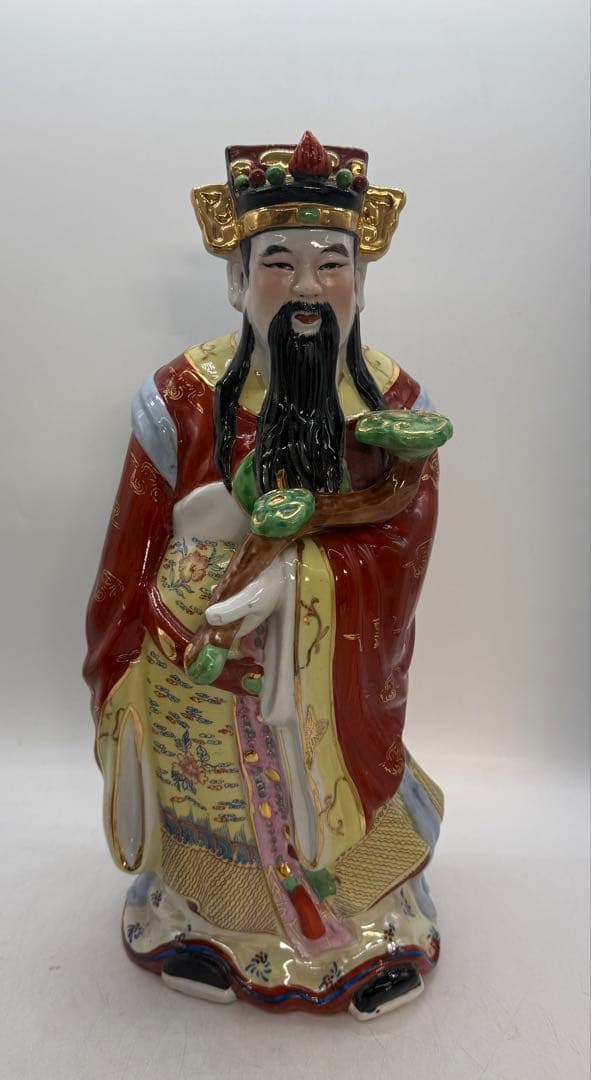 中国　景徳鎮製　色絵　禄星寿星像　送料込み251222