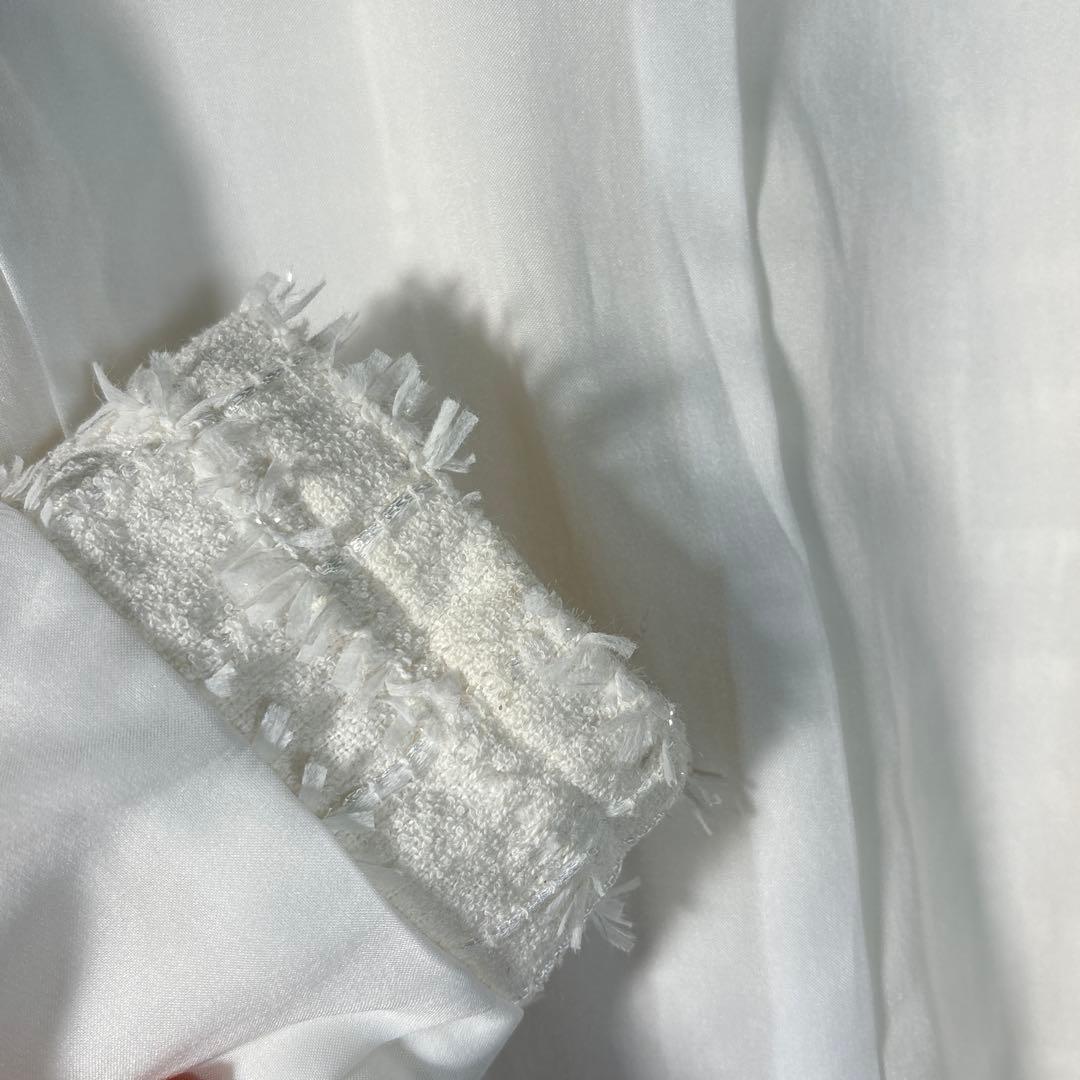 フォクシー ツイードジャケット ノーカラー ホワイト 入学式 卒業式 38