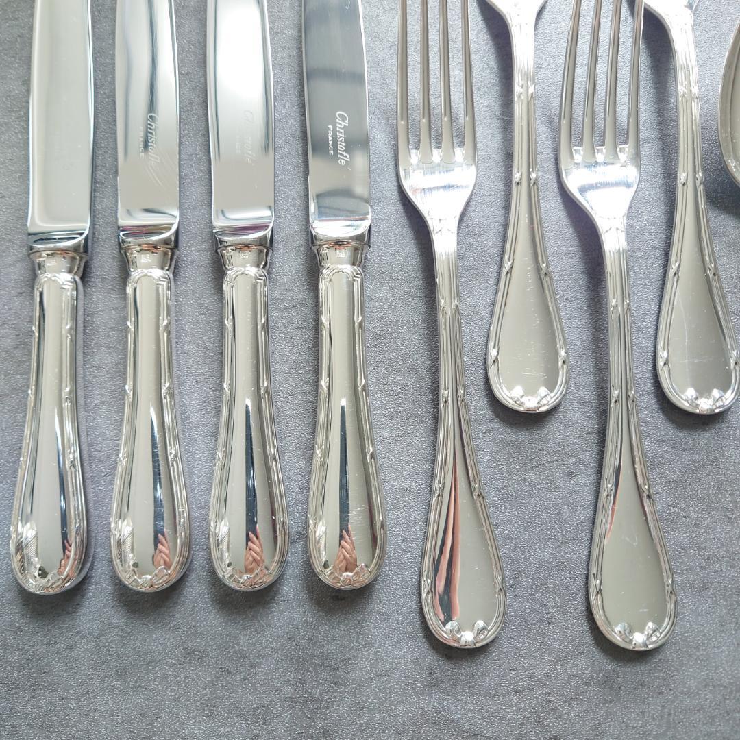 美品 クリストフル リュバン デザートサイズ ナイフ フォーク スプーン 12点