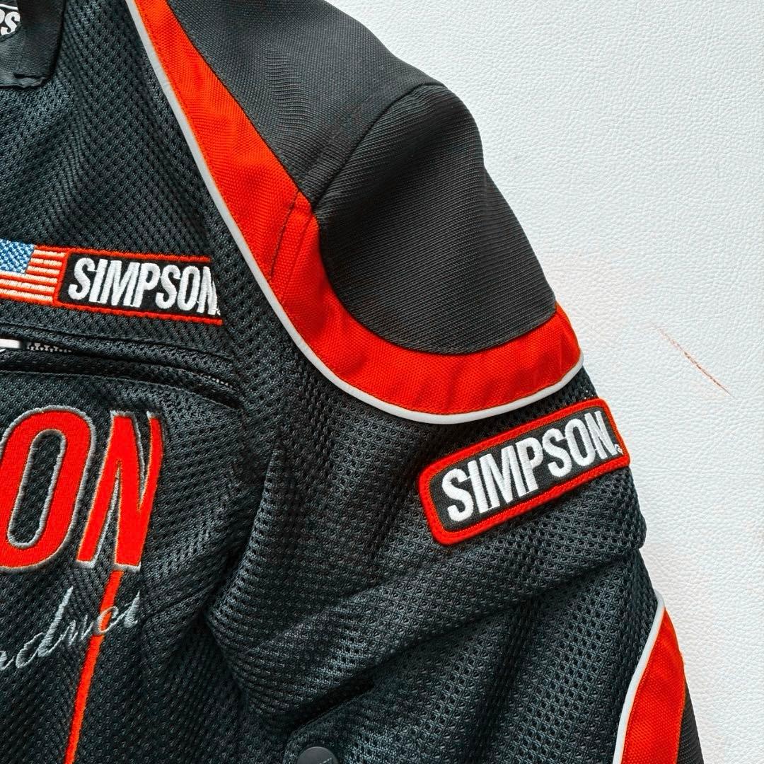 【なかむー】シンプソン メッシュ ライダースジャケット プロテクター 黒