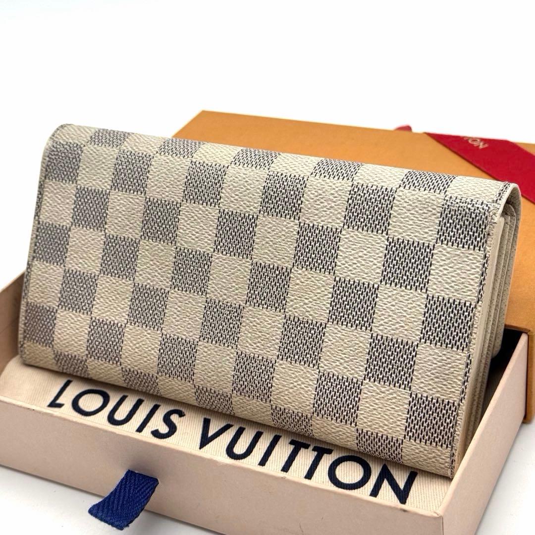 【極美品】ルイヴィトン　ダミエ・アズール　サラ　長財布　カード10枚　財布　白