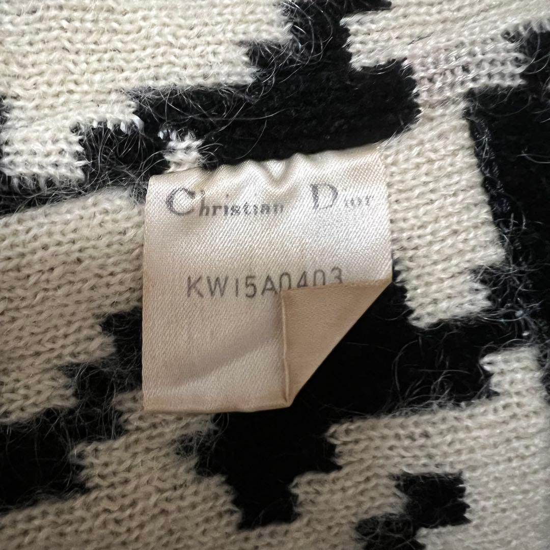 クリスチャンディオール ノーカラージャケット 千鳥柄 CDロゴボタン ウール L