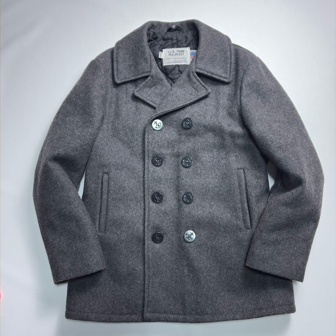 【未使用級】ショット ピーコート ダブル 大きいサイズ グレー 740N XL