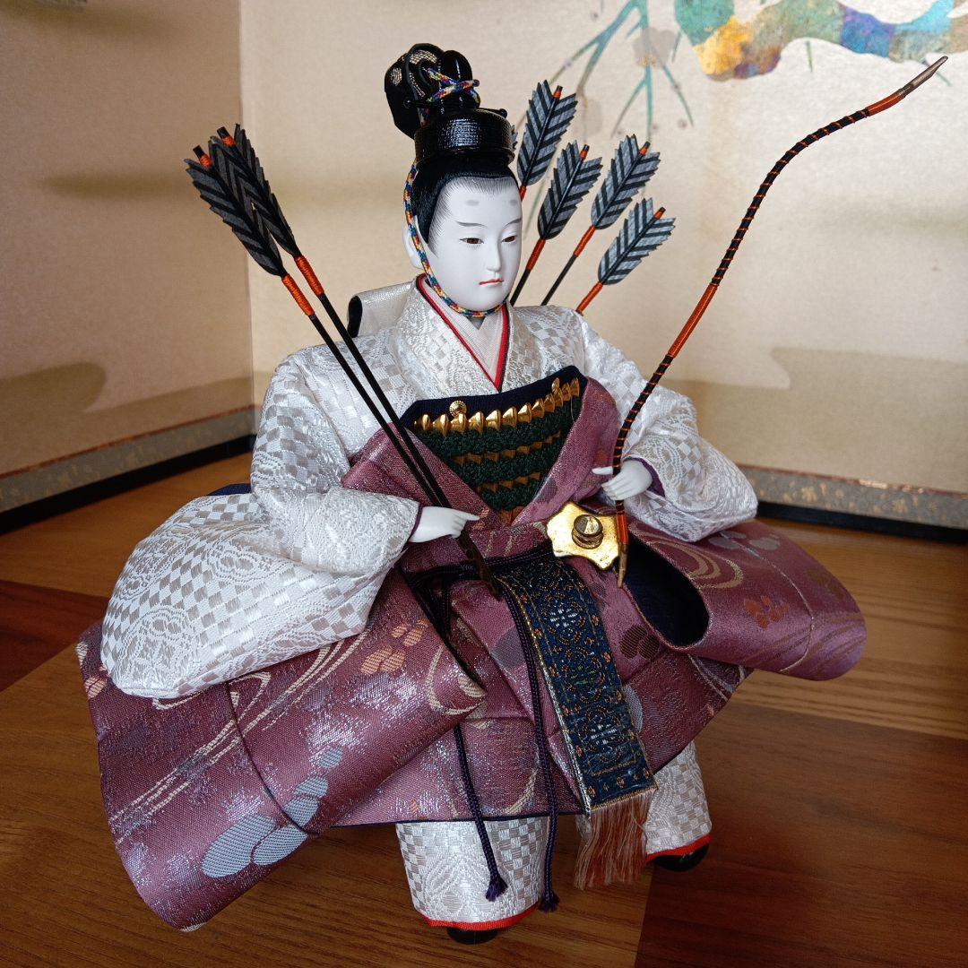 京雛人形☆右大臣・左大臣☆　隨身　豪華京錦織　刀、弓付属