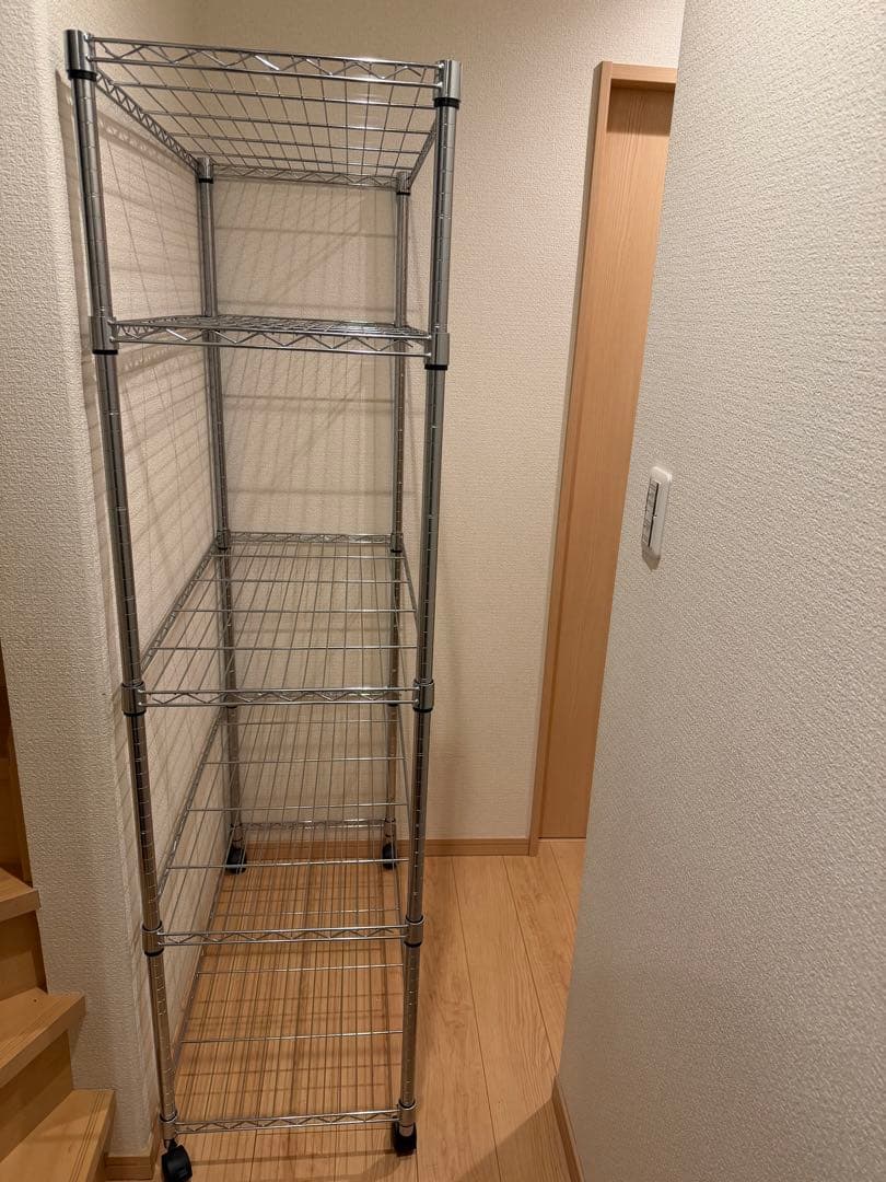 ⑨スチールラック 5段 シルバー 約180cm キャスター付き