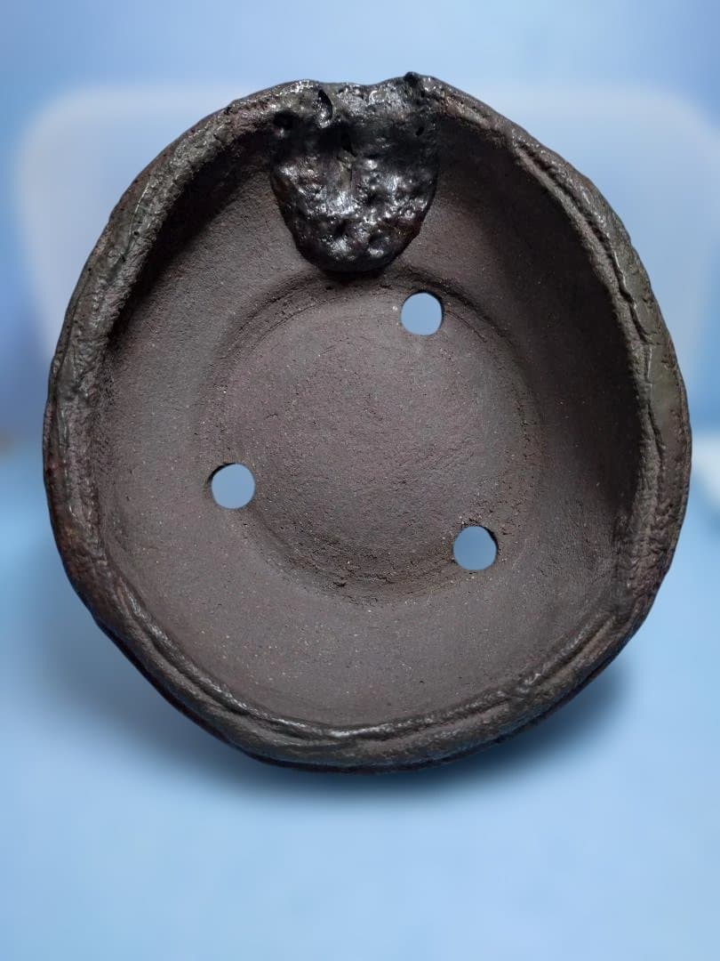 陶器製楕円形ソーサー、喜寿祝い特注品、盆栽鉢