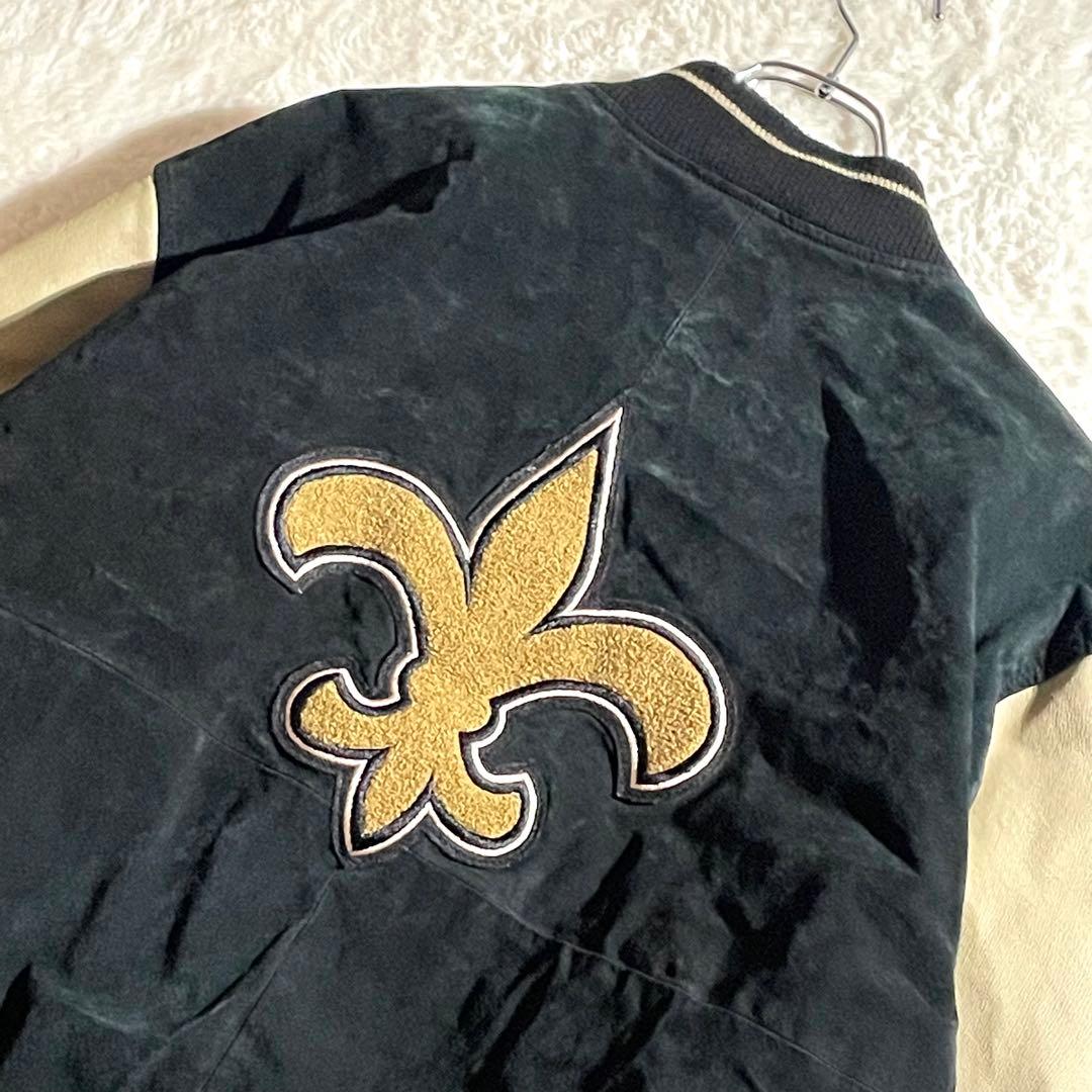 NFL　ニューオリンズ・セインツ　レザースタジャン　ボディスウェード　サイズL