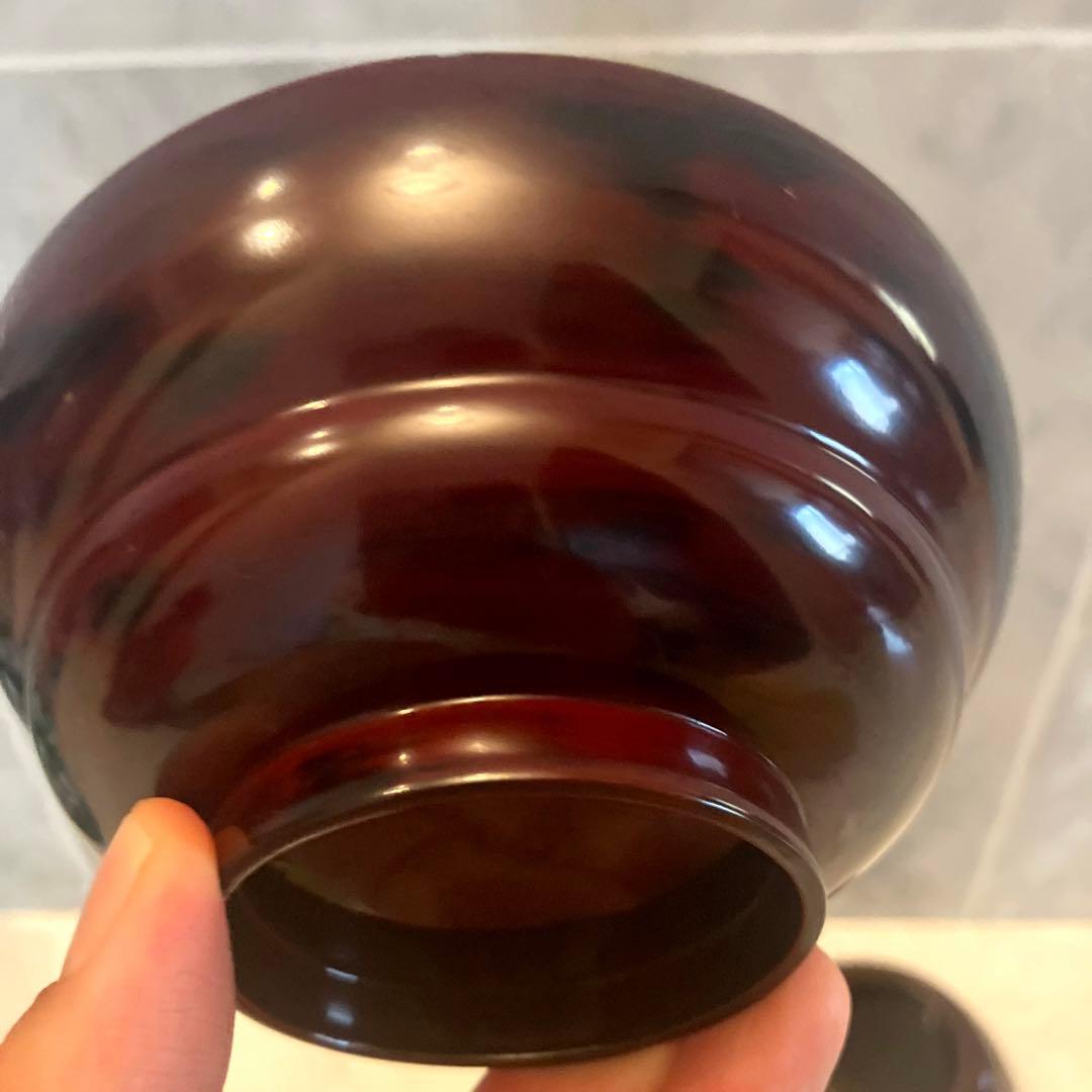 アンティーク大正時代　金彩のスズメや上品な竹が美し過ぎる木製輪島漆塗りお椀2客