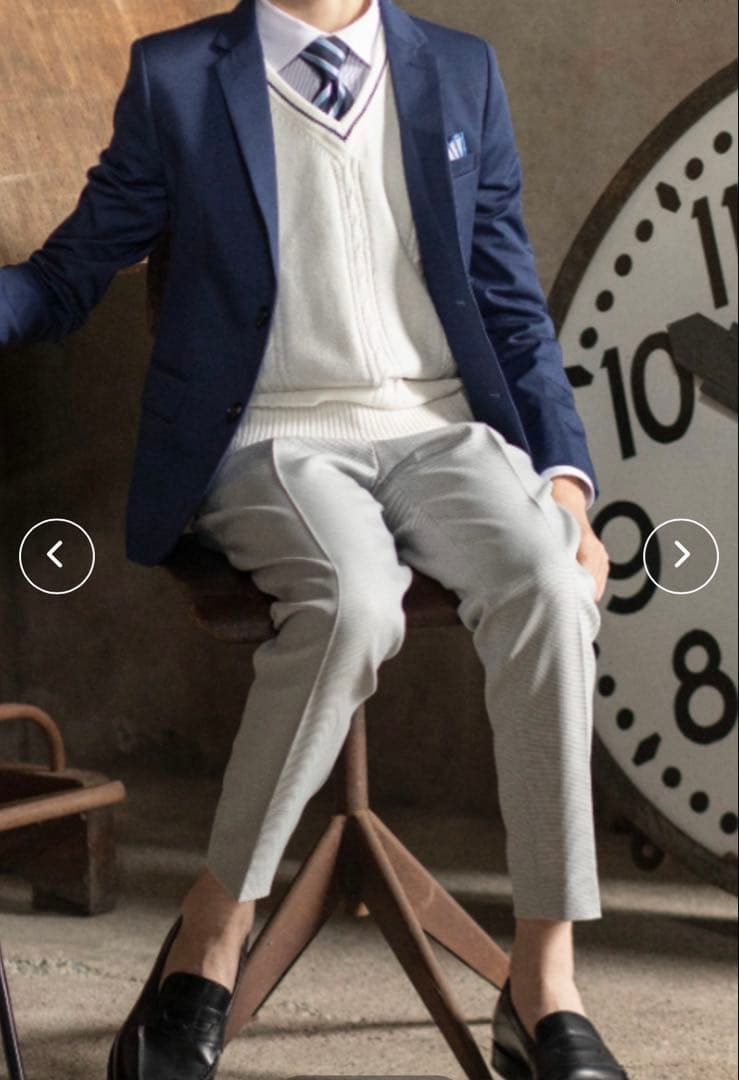 ショパン　ケーブルニットベスト付きブリティッシュスーツセット 140