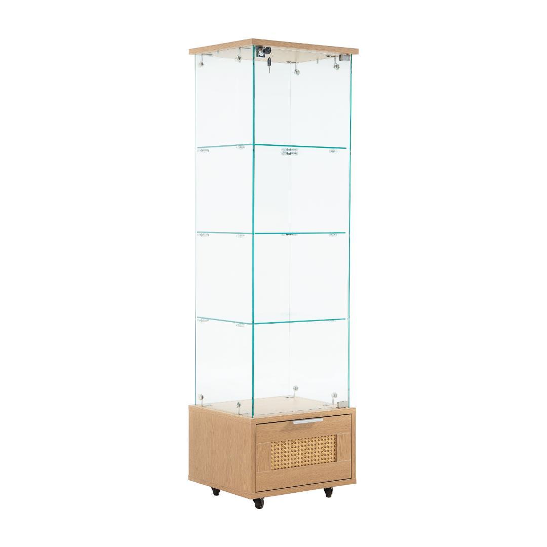 ナチュラル コレクションケース 引出し付 幅42.5×奥行36.5×高さ148