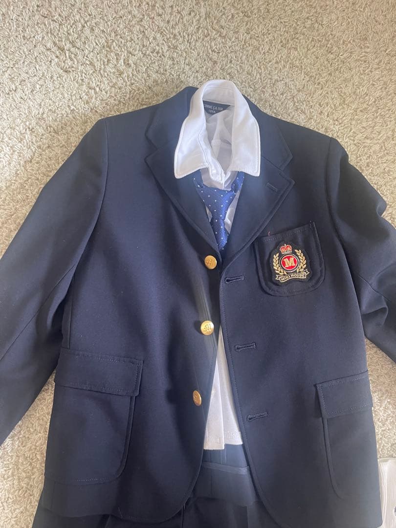 MIKI HOUSEフォーマルスーツ フールセット120　ネイビー エンブレム