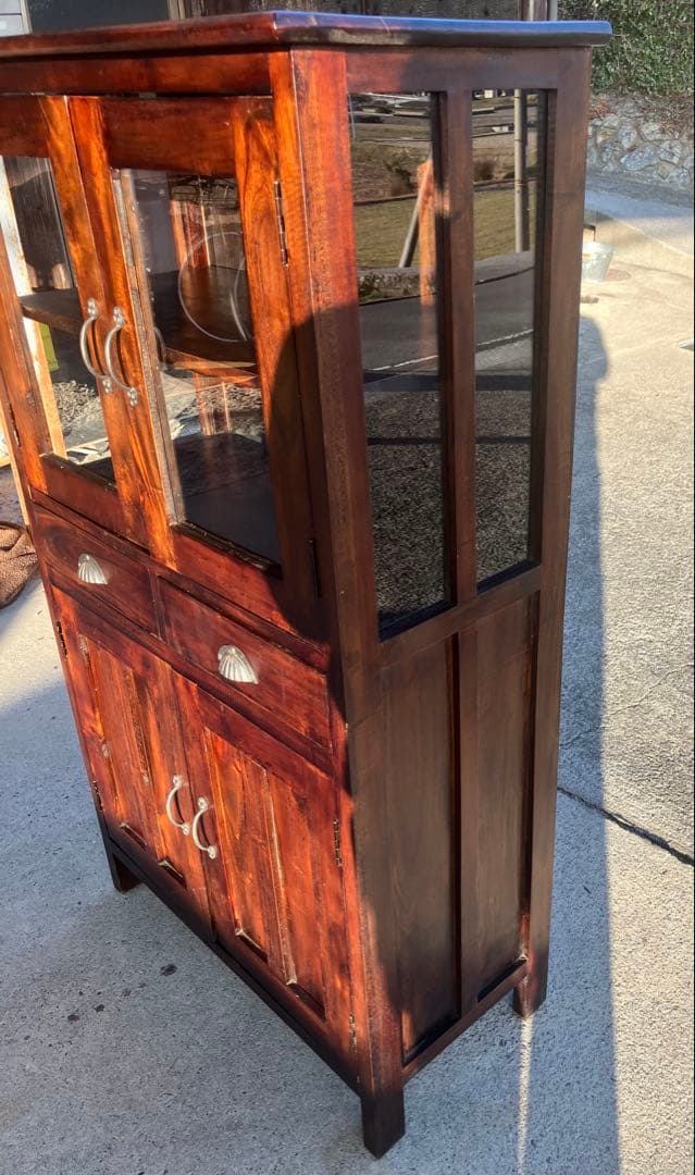 アンティーク調 コロニアル ハイキャビネット マホガニー 75cm幅