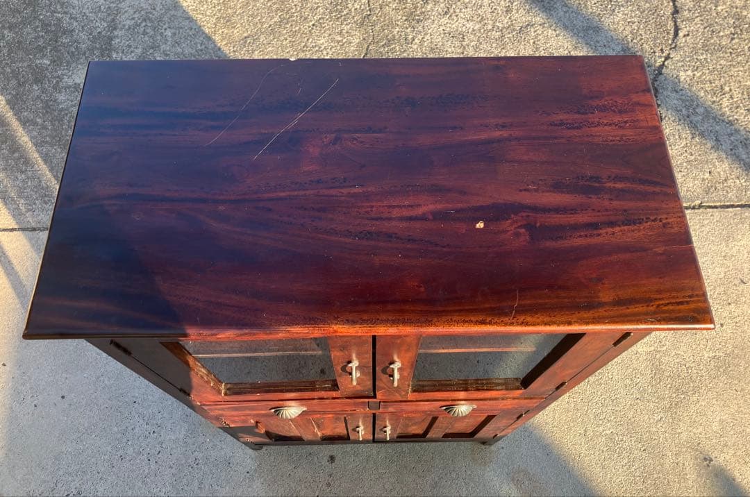 アンティーク調 コロニアル ハイキャビネット マホガニー 75cm幅