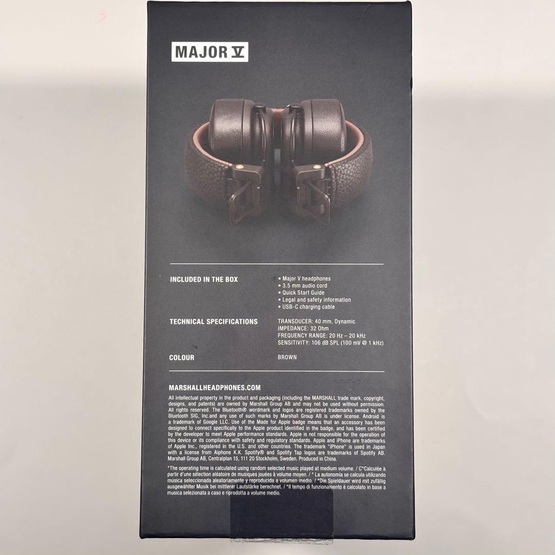 Marshall Major V ワイヤレスヘッドホン ブラウン