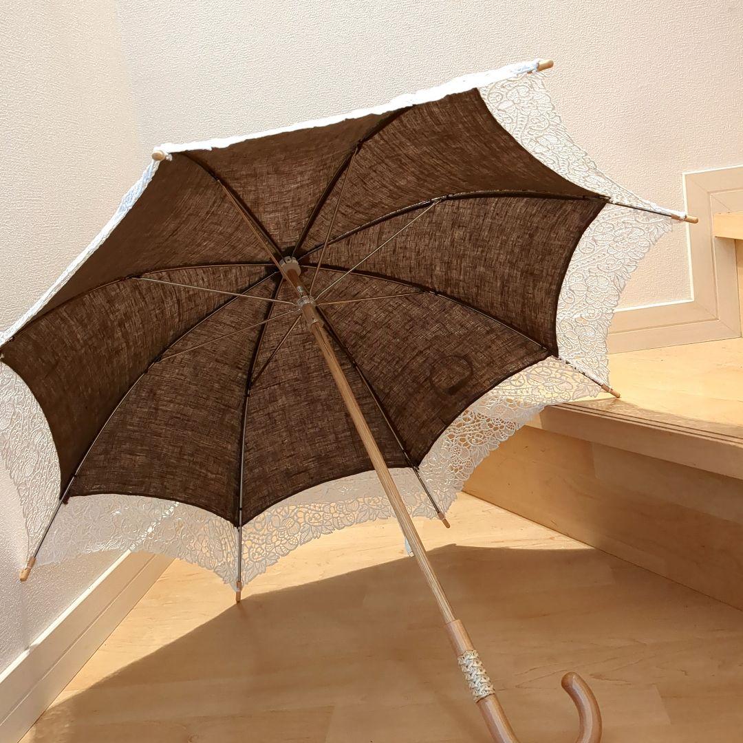 ★美品 近沢 レース日傘 ブラウン高級傘