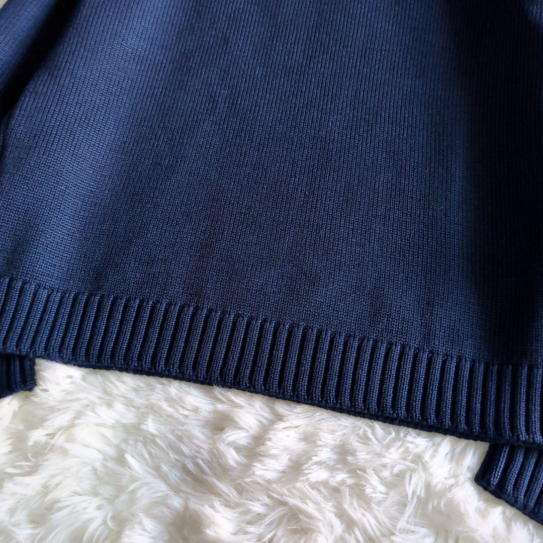 美品 ザノーネ 肉厚ウール タートルネック ニットセーター 48 ネイビー