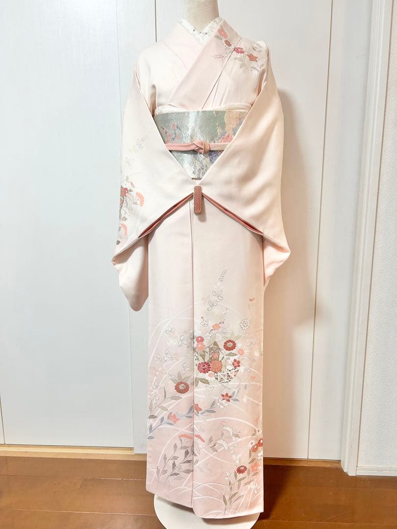 美品　訳あり　裄丈長め　正絹訪問着　フルセット4点　入学式　お宮参り　七五三