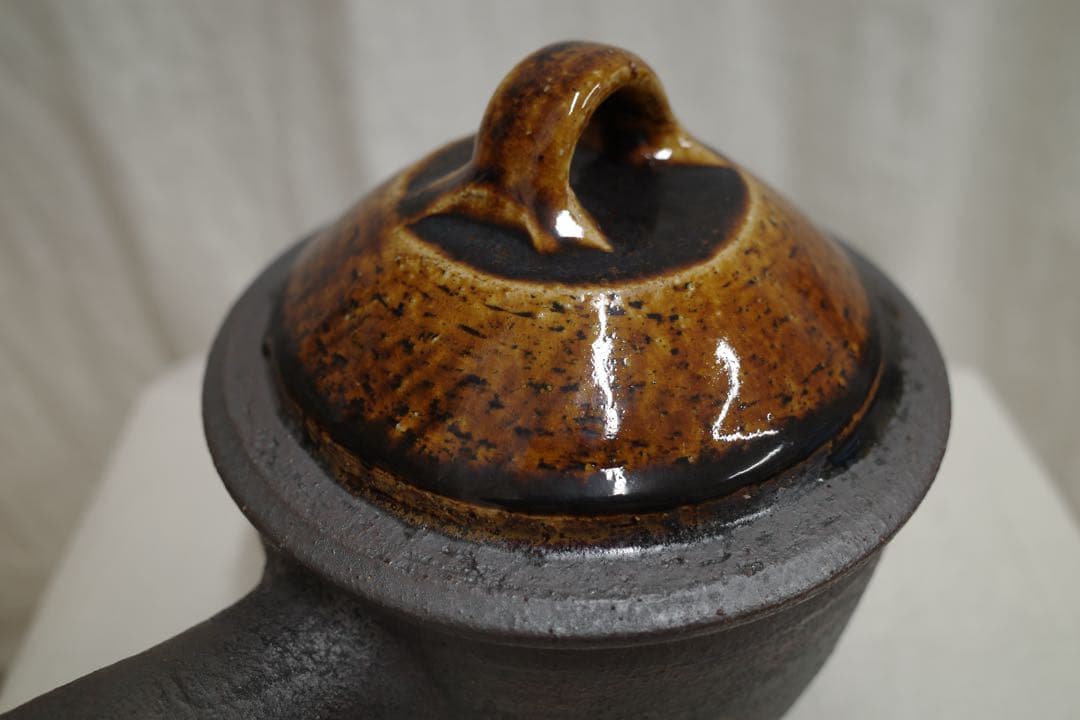 【新品未使用】　岩井窯　山本教行さん　蓋付片手土鍋