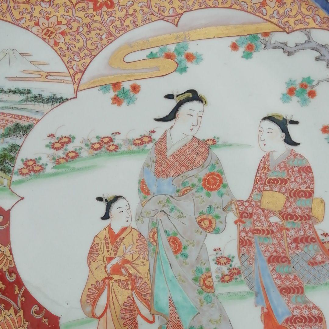 古伊万里色絵美人画大皿