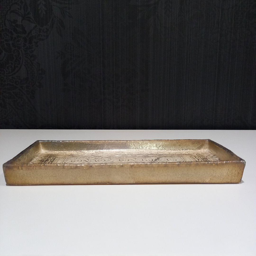 新品　羅漢窯　銀彩　トレー　小物入れ　皿　陶器