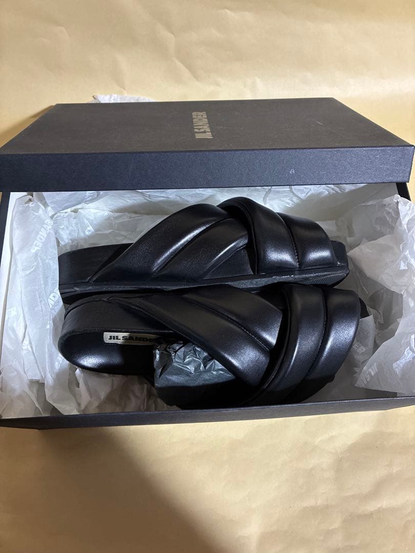 JIL SANDER クロスレザーベルトサンダル 41 Black メンズ