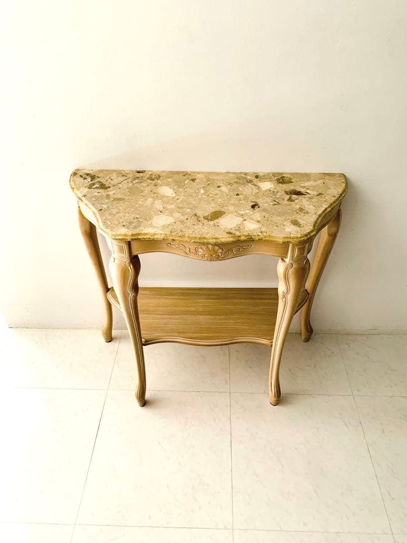 美品】イタリア製 輸入家具ガリンベルティ コンソールテーブル 大理石 猫脚 象嵌