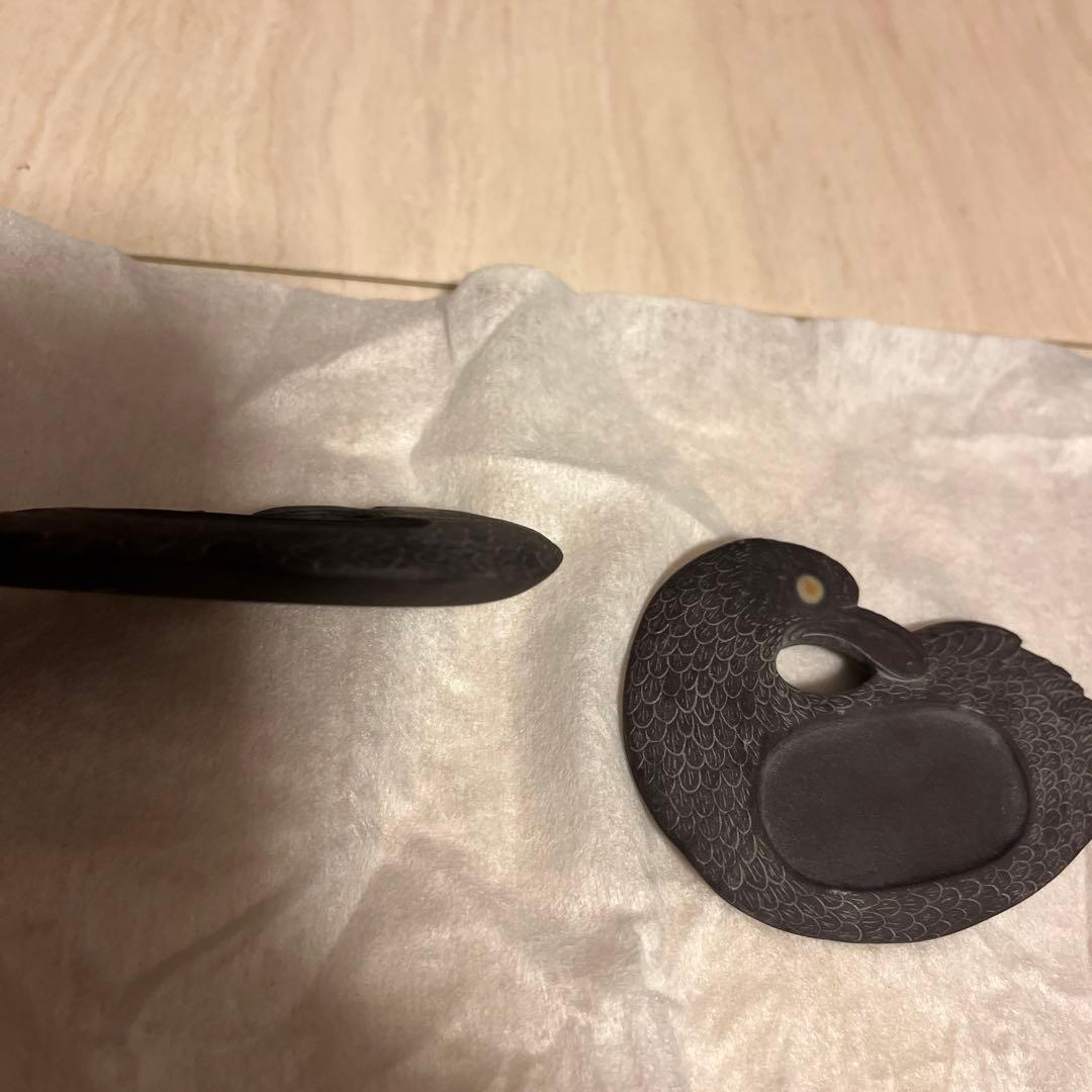 珍品　石眼　石硯　ミニ硯　鳩　２対　レア　時代物　唯一無二
