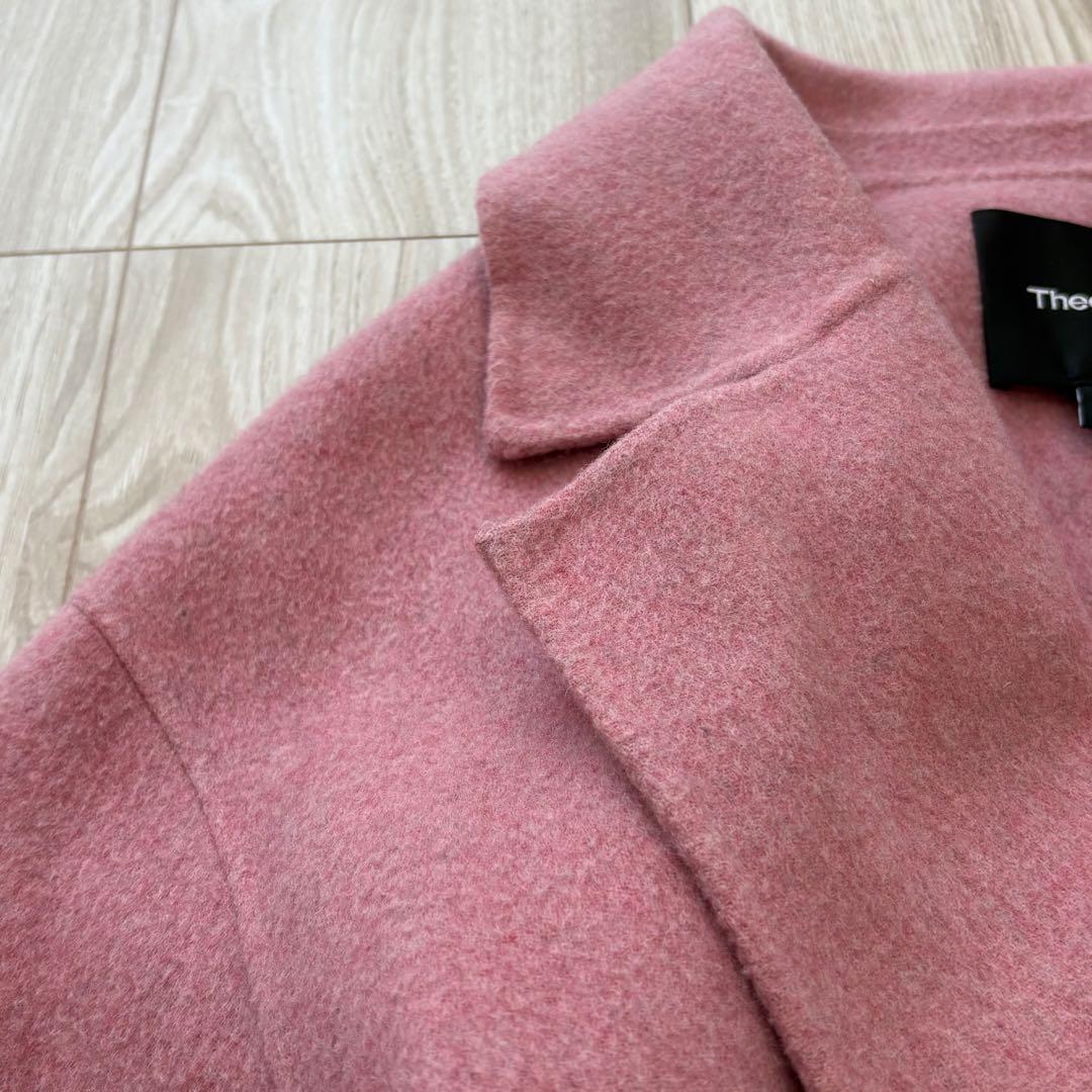【美品】Theory ベルテッドコート カシミヤ ピンク 1 ダブルフェイス