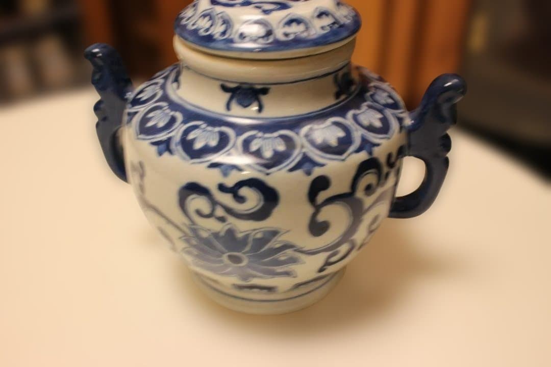 染付　　香炉　花瓶　壺　中国　乾隆年製　唐物